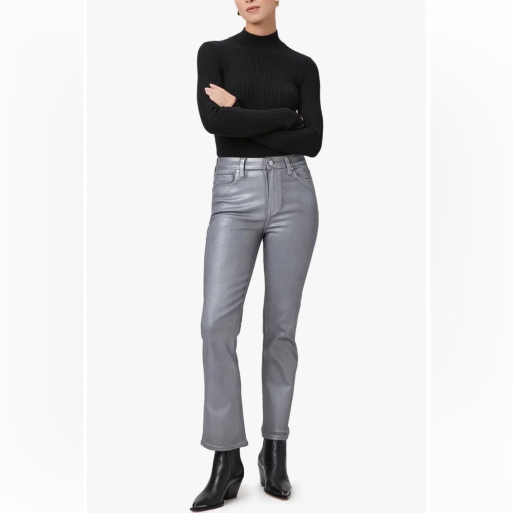 NEW EREVEVE Paige Claudine Silver Metallic Pants Size 32